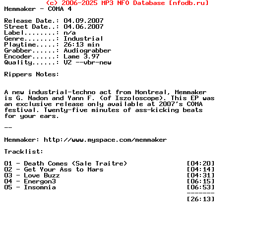 Memmaker-Coma_4-(LTD.ED._EP)-2007