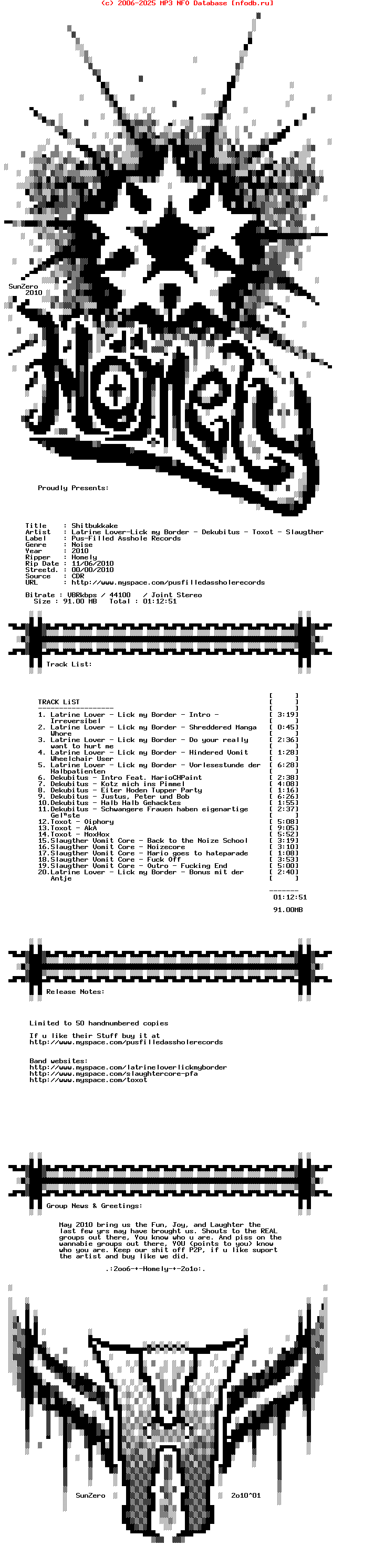 Latrine_Lover-Lick_My_Border_-_Dekubitus_-_Toxot_-_Slaugther_Vomit_Core-Shitbukkake-(FPA001)-Split-CDR-DE-2010-Homely