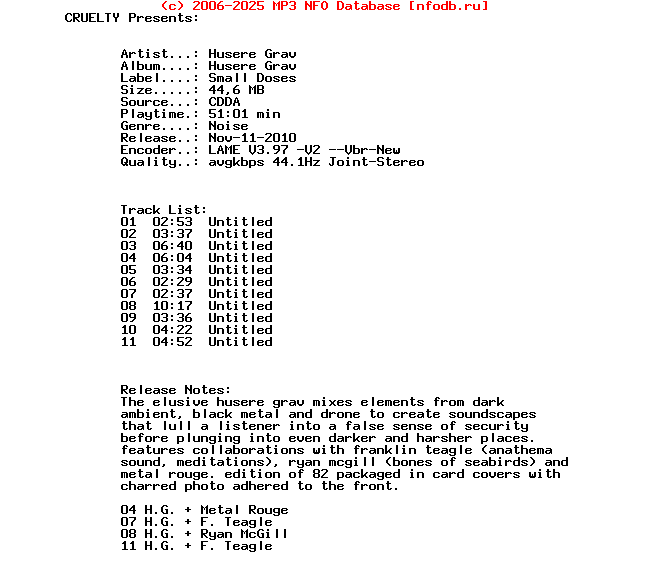 Husere_Grav_-_Husere_Grav-CDR-Small_Doses-2010-CRUELTY