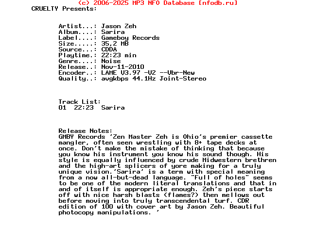 Jason_Zeh_-_Sarira-CDR-Gameboy_Records-2006-CRUELTY