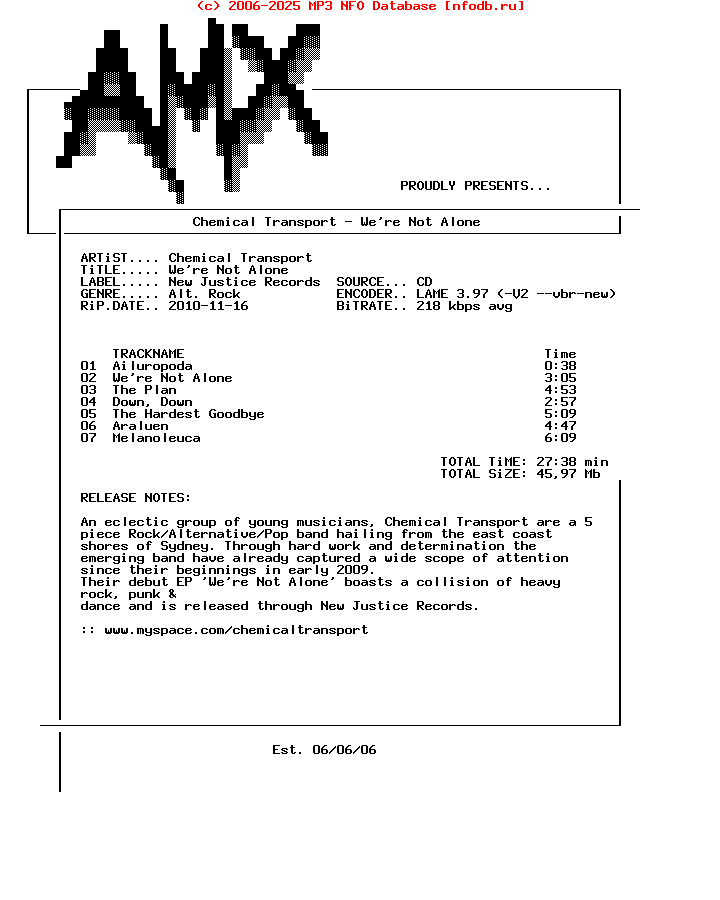 Chemical_Transport-Were_Not_Alone-(EP)-2010