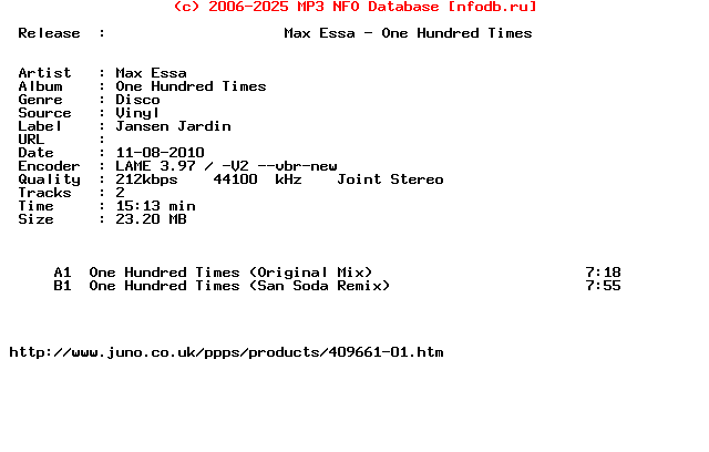 Max_Essa-One_Hundred_Times-(JJ05)-Vinyl-2010