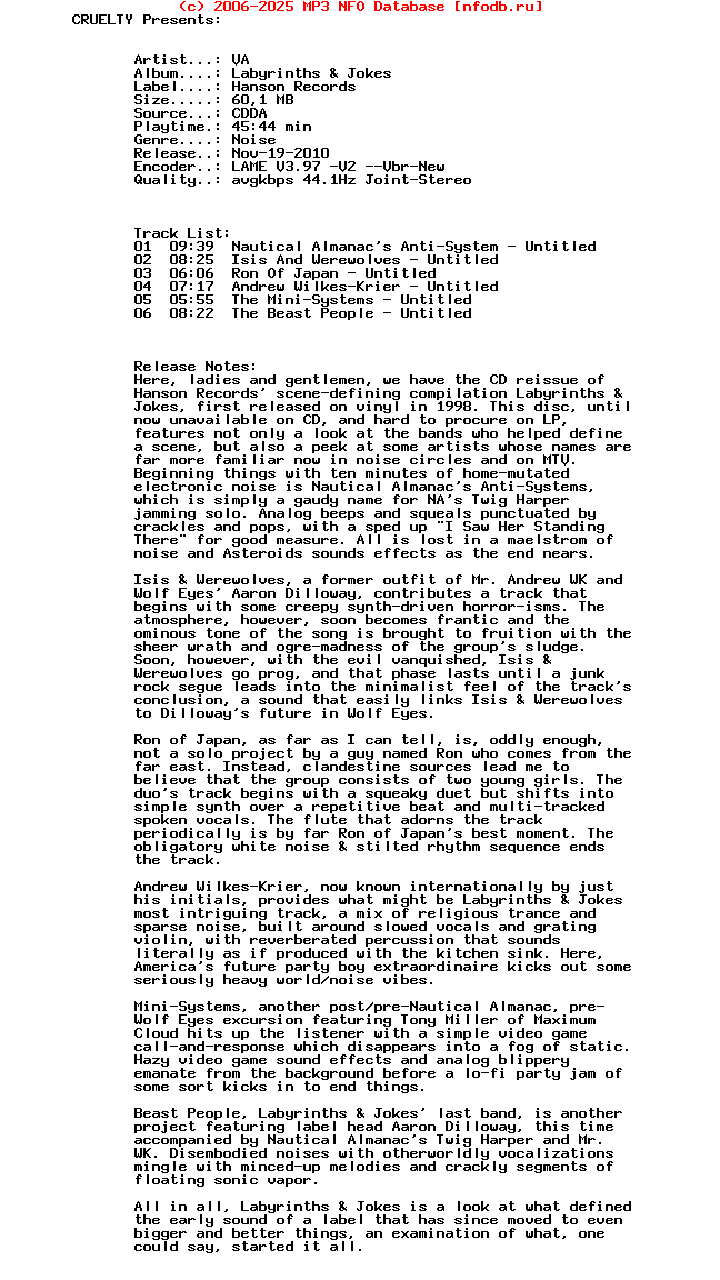VA_-_Labyrinths_And_Jokes-Hanson_Records_Chon-2003-CRUELTY
