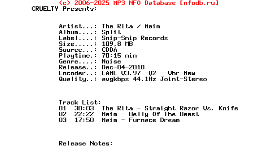 The_Rita_-_Maim_-_Split-CDR-Snip-Snip_Records-2005-CRUELTY