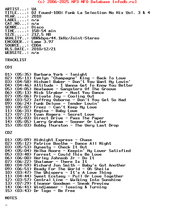 VA-Dj_Foued-100_Percent_Funk_La_Selection_No_Mix_Vol._3_And_4-2CD-Bootleg-2010