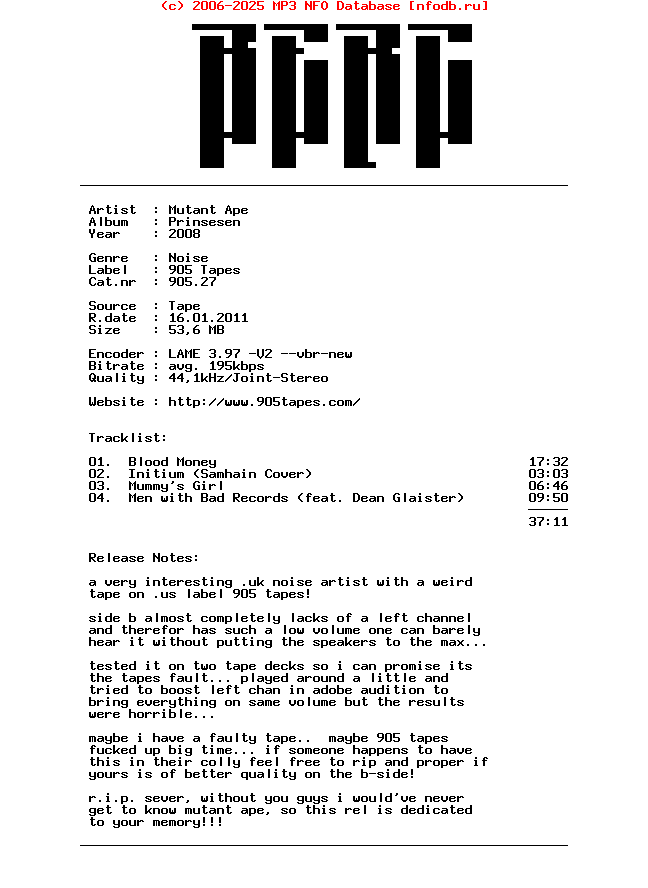 Mutant_Ape-Prinsesen-Tape-2008-BERC