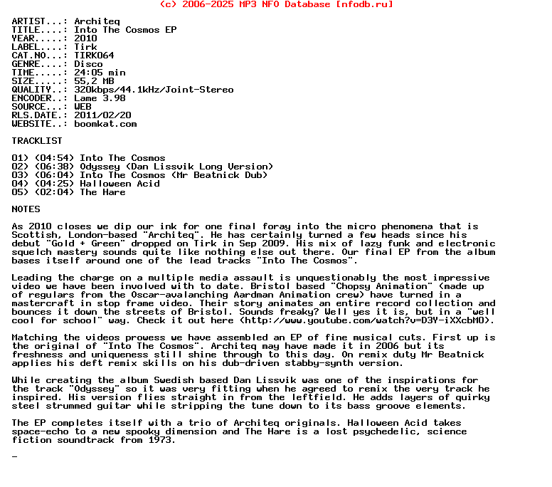 Architeq-Into_The_Cosmos_Ep-(TIRK064)-WEB-2010