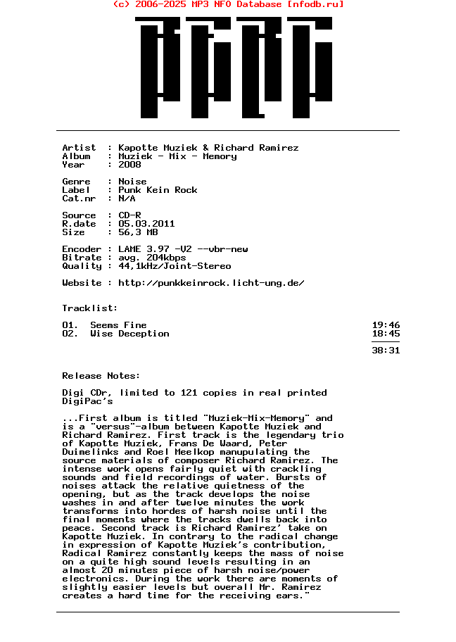 Kapotte_Muziek_And_Richard_Ramirez-Muziek_-_Mix_-_Memory-CDR-2008-2008-BERC