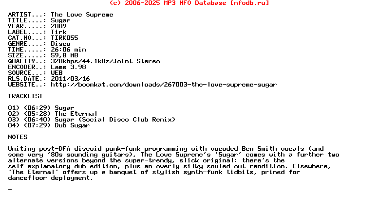 The_Love_Supreme-Sugar-(TIRK055)-WEB-2009