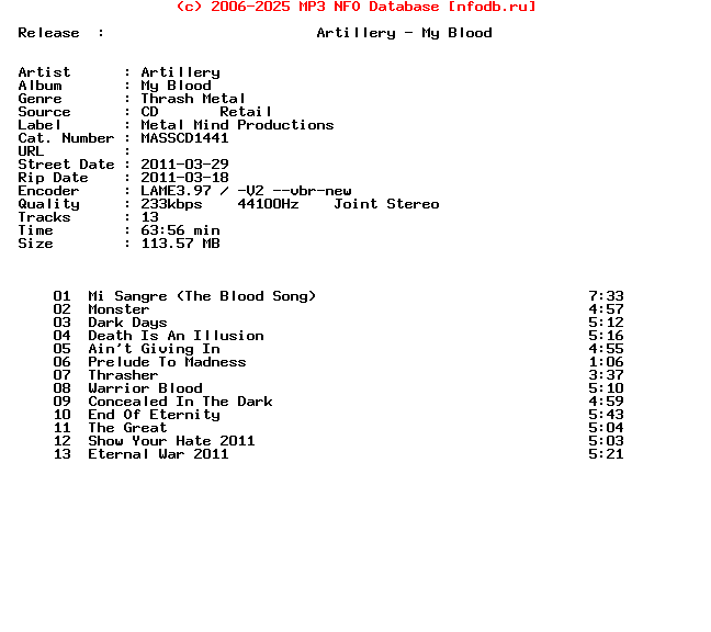 Artillery-My_Blood-(MASSCD1441)-CD-2011