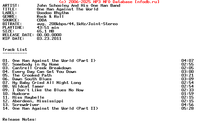 John_Schooley_And_His_One_Man_Band-One_Man_Against_The_World-2007