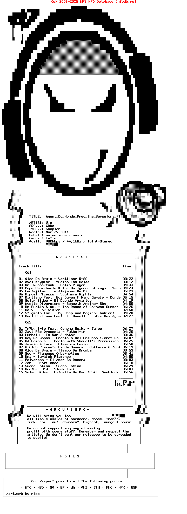 V.A._-_Agent_Du_Monde_Pres_The_Barcelona_Files_(OCHODCD017)-2CD-Digipak-2004-Dj_Classics