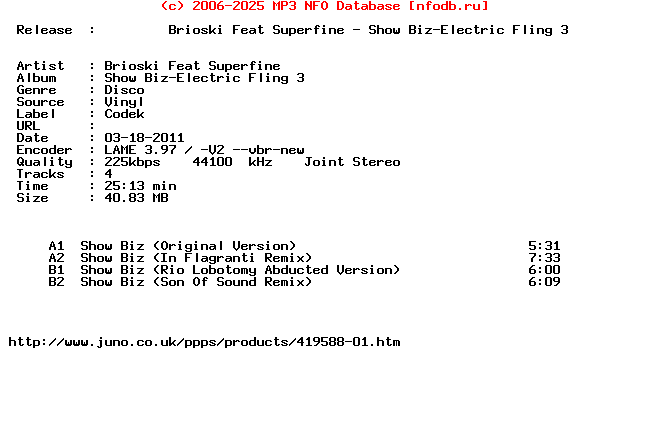 Brioski_Feat_Superfine-Show_Biz-Electric_Fling_3-(CRE033)-Vinyl-2011