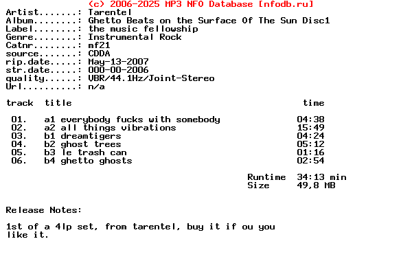 Tarentel-Ghetto_Beats_On_The_Surface_Of_The_Sun_Disc1-Lp-2006