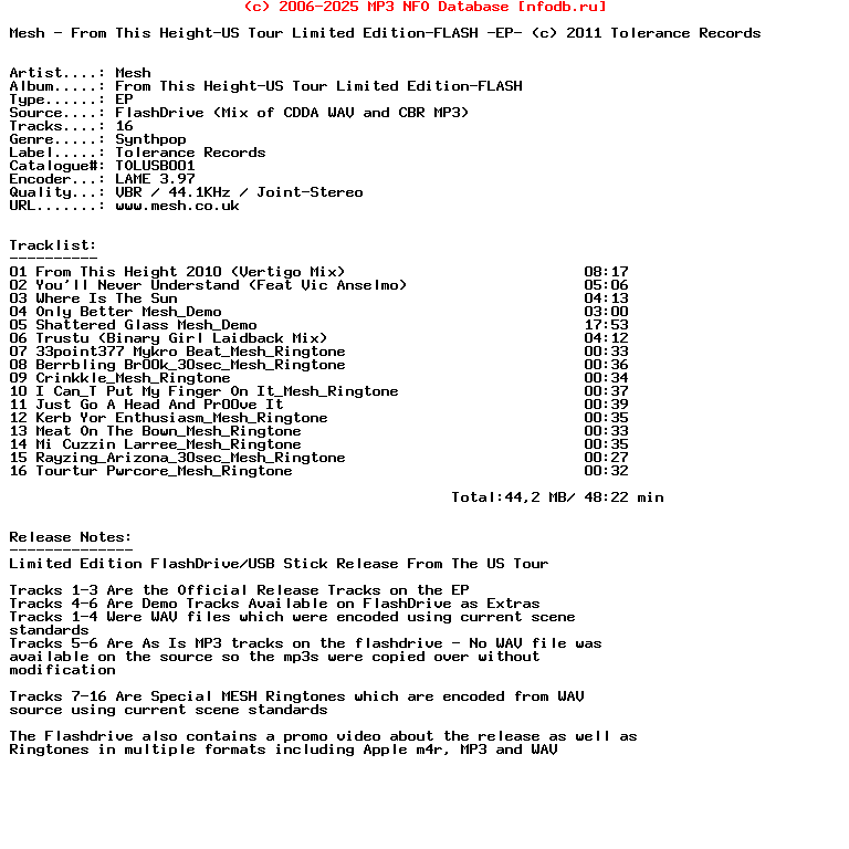 Mesh-From_This_Height-Us_Tour_Limited_Edition-Flash-EP-2011