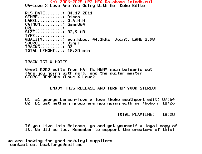 VA-Love_X_Love_Are_You_Going_With_Me_Koko_Edits-(GAMM064)-Vinyl-2011