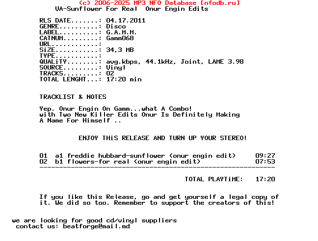 VA-Sunflower_For_Real_Onur_Engin_Edits_(GAMM068)-Vinyl-2011