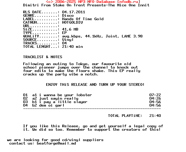 Dimitri_From_Stoke_On_Trent_Presents-The_Nice_One_Innit-(HOTGOLDIV)-Vinyl-2011