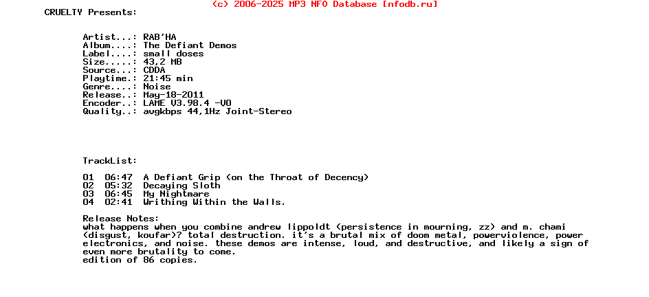 Rabha_-_The_Defiant_Demos-CDR-Small_Doses-2011-CRUELTY