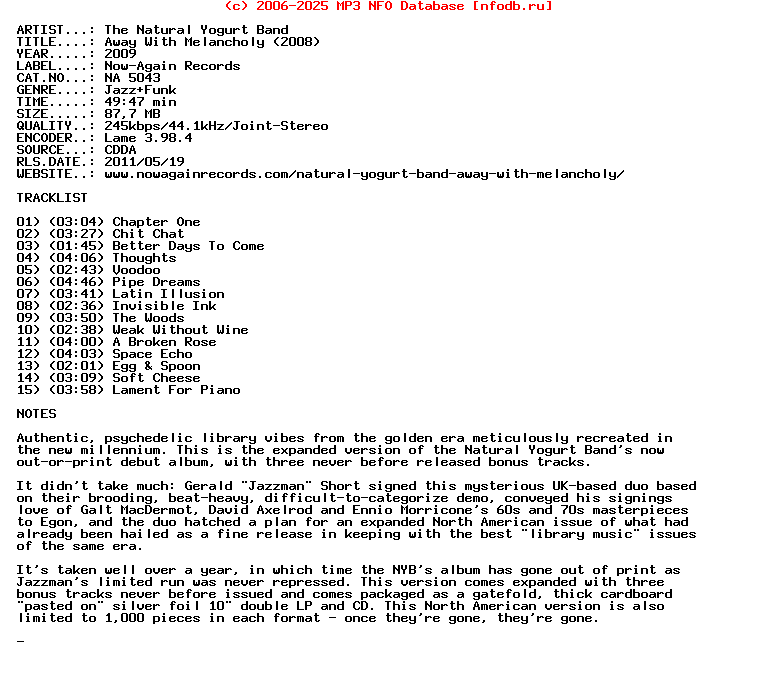 The_Natural_Yogurt_Band-Away_With_Melancholy_(2008)-Reissue-2009