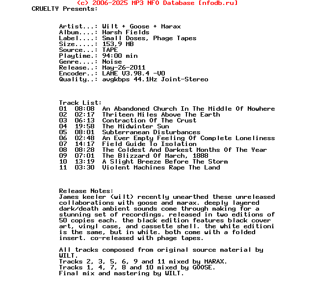 Wilt_And_Goose_And_Marax_-_Harsh_Fields-Tape-Small_Doses_Phage_Tapes-2011-CRUELTY