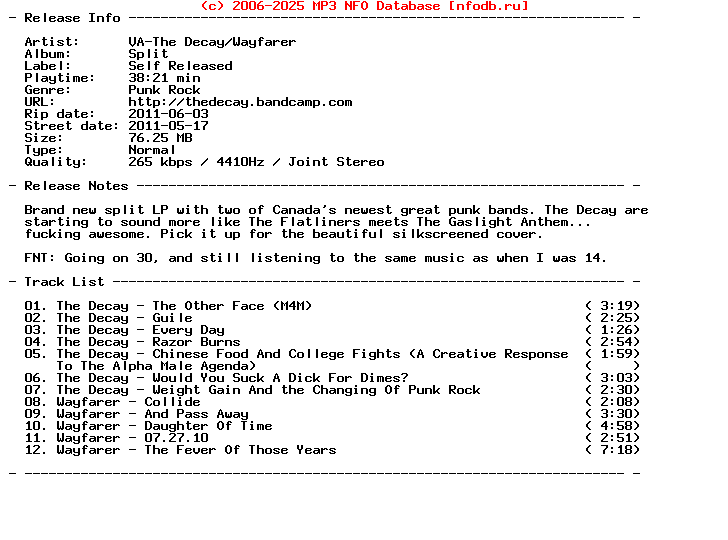 VA-The_Decay-Wayfarer-Split-(LP)-2011