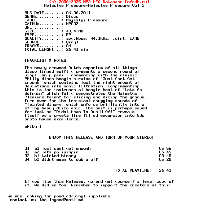 Majestys_Pleasure-Majestys_Pleasure_Vol_2-(MP002)-Vinyl-2011