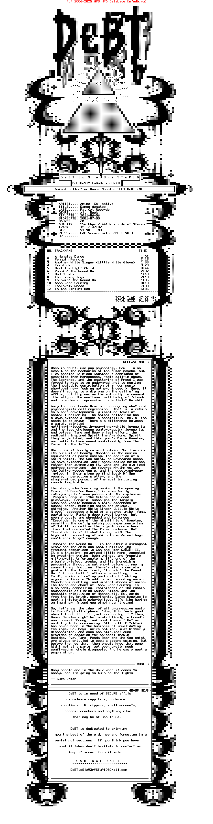 Animal_Collective-Danse_Manatee-2001-DeBT