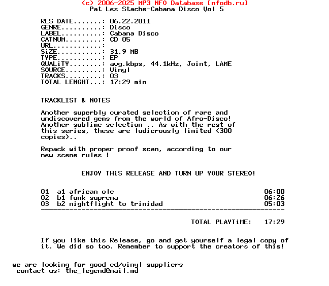 Pat_Les_Stache-Cabana_Disco_Vol_5-(CD05)-Vinyl-2011