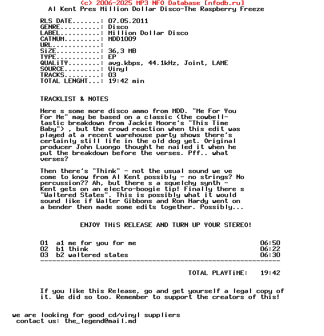 Al_Kent_Pres_Million_Dollar_Disco-The_Raspberry_Freeze-(MDD1009)-Vinyl-2011