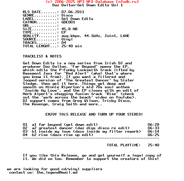 Daz_Dalton-Get_Down_Edits_Vol_1-(GDE001)-Vinyl-2011