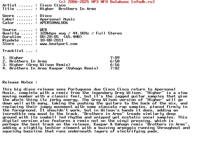Cisco_Cisco-Higher__Brothers_In_Arms-(APERSONAL006)-WEB-2011
