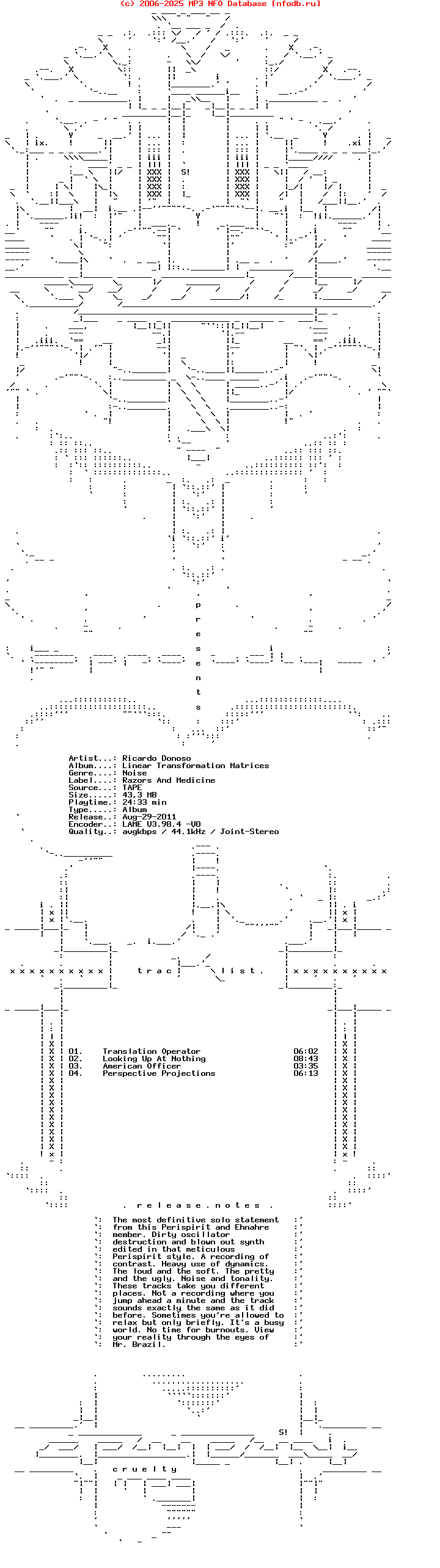 Ricardo_Donoso_-_Linear_Transformation_Matrices-Tape-Razors_And_Medicine-2010-CRUELTY