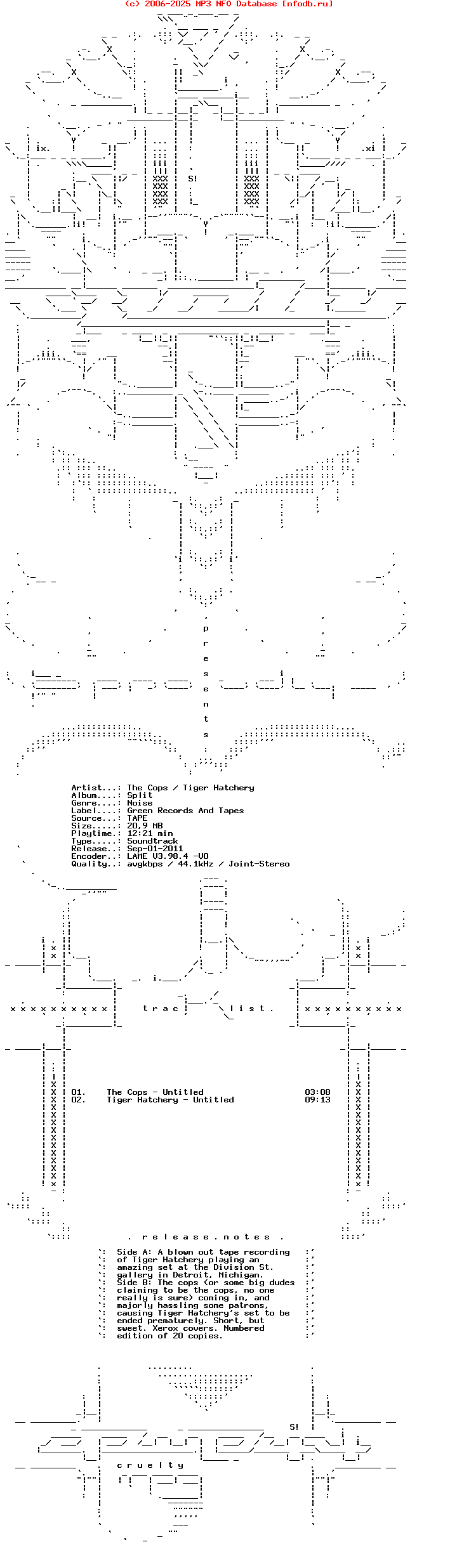 The_Cops_-_Tiger_Hatchery_-_Split-Tape-Green_Records_And_Ta-2011-CRUELTY