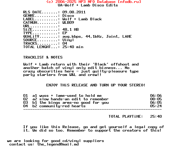 VA-Wolf_And_Lamb_Disco_Edits-(WLB09)-Vinyl-2011