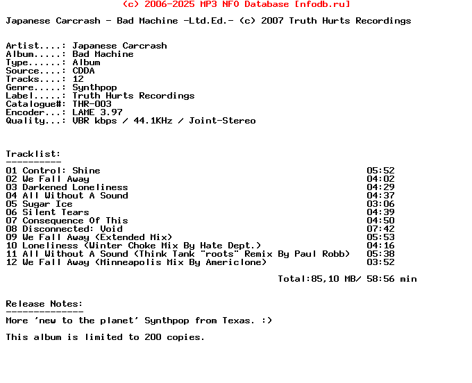 Japanese_Carcrash-Bad_Machine-.Truth_Hurts.-Ltd_Ed-CDR-2007