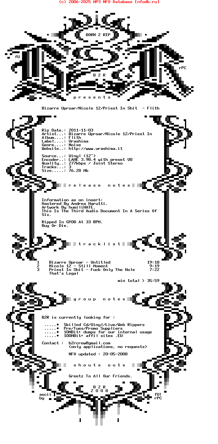 Bizarre_Uproar-Nicole_12-Priest_In_Shit-Flith-Split-Lp-2011
