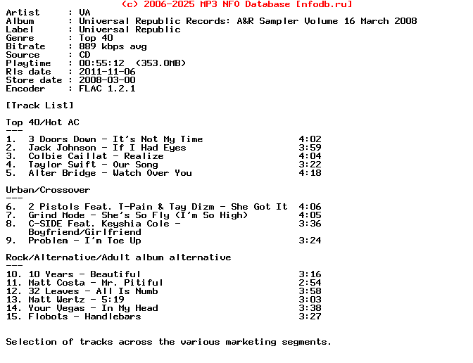 VA-Universal_Republic_Records_A_And_R_Sampler_Vol_16_March_2008-Promo-CD-FLAC-2008
