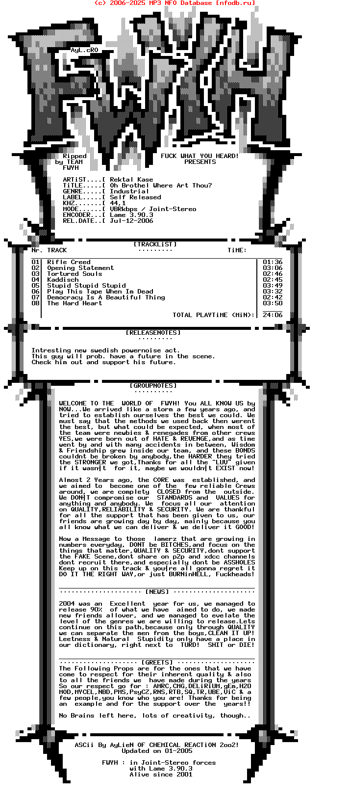 Rektal_Kase-Oh_Brothel_Where_Art_Thou-CDR-2006-FWYH