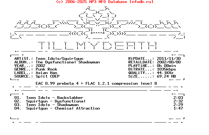 Teen_Idols-Squirtgun-The_Dysfunctional_Shadowman-Split-CDEP-FLAC-2002