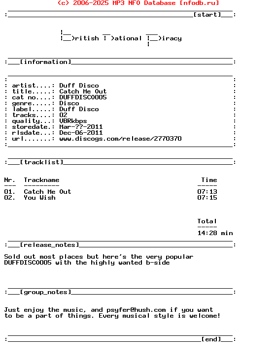 Duff_Disco-Catch_Me_Out-(DUFFDISCO005)-Vinyl-2011-Bnp