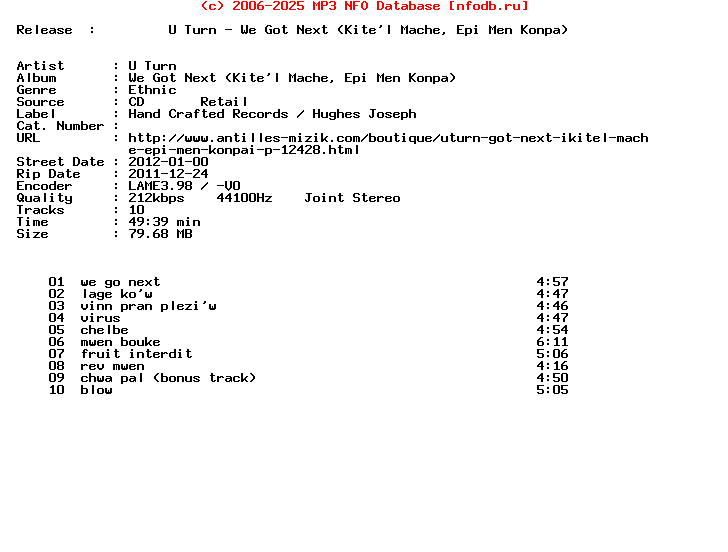 U_Turn-We_Got_Next_(KITEL_MACHE_EPI_MEN_KONPA)-CD-FR-2012