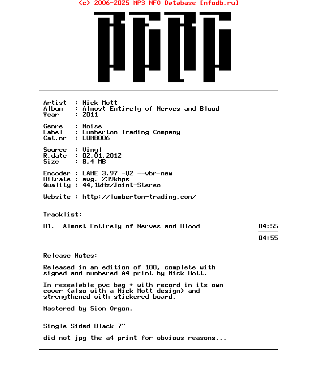 Nick_Mott-Almost_Entirely_Of_Nerves_And_Blood-Vinyl-EP-2011-BERC