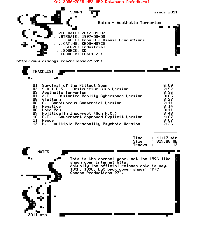 Raism-Aesthetic_Terrorism-CD-1997