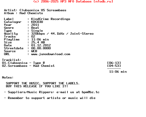 Clubsonica_Vs_Screambass-Mad_Chemists-(KDC030)-WEB-2011