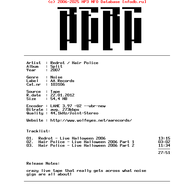 Redrot-Hair_Police--Split-Tape-2007-BERC