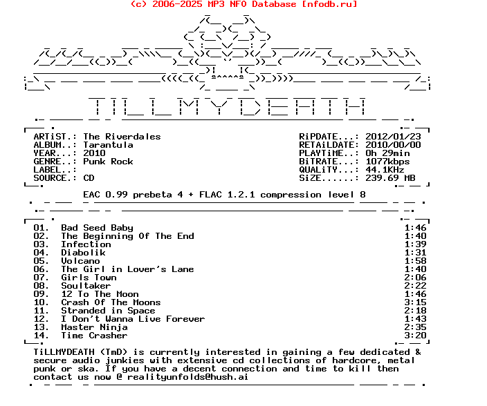 The_Riverdales-Tarantula-CD-FLAC-2010