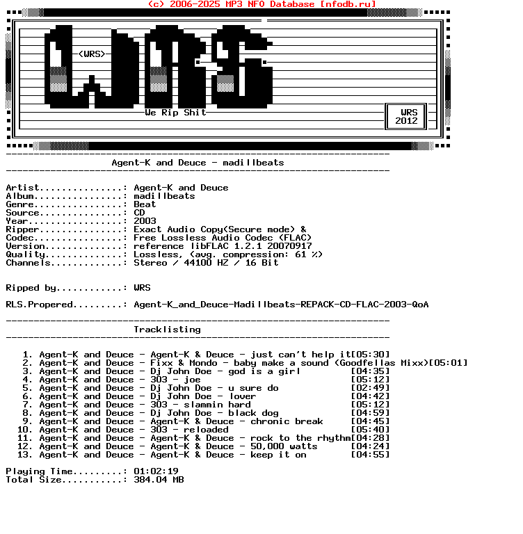 Agent-K_And_Deuce-Madillbeats-Nfofix-PROPER-CD-FLAC-2003-Wrs