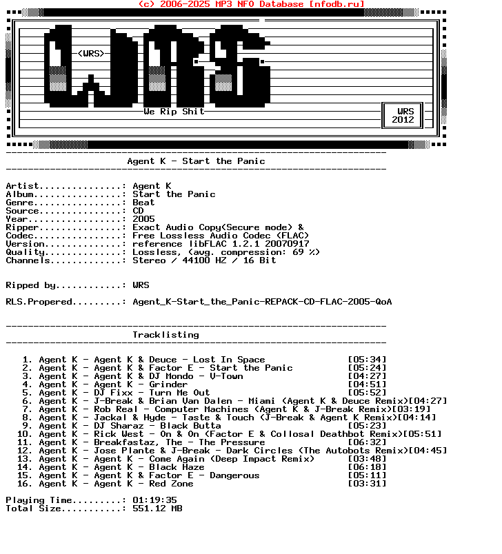 Agent_K-Start_The_Panic-Nfofix-PROPER-CD-FLAC-2005-Wrs