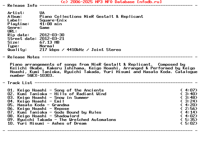 VA-Piano_Collections_Nier_Gestalt_And_Replicant-2012